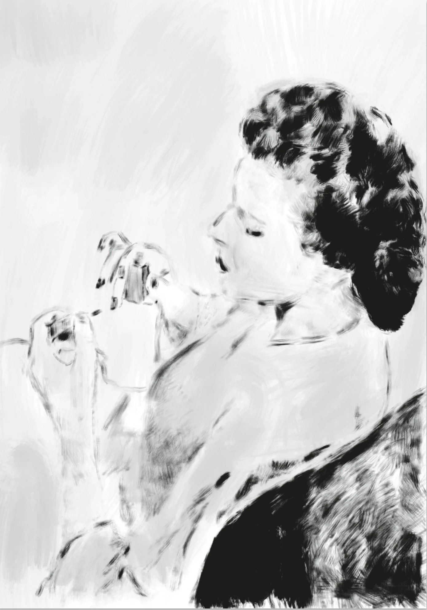 Original håndtegnet digital illustrasjon inspirert av vintage estetikk. Giclée-print på matt Fine Art-papir 